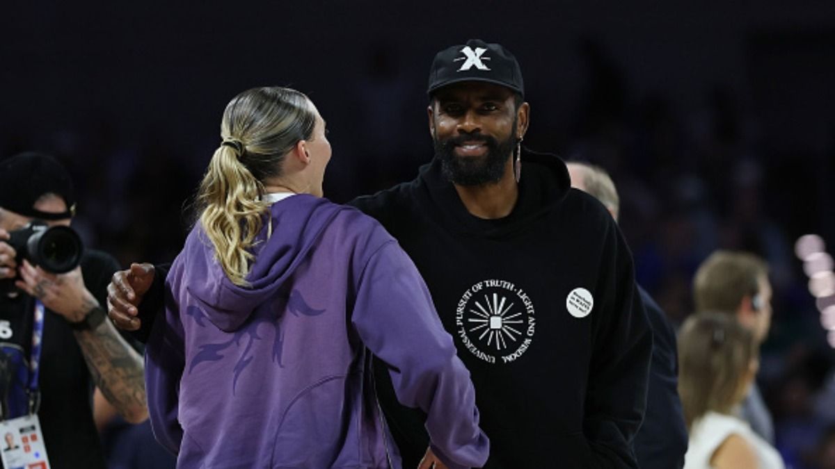 Mavericks’ Kyrie Irving & WNBA star Paige Bueckers share heartwarming moment during Cooper Flagg’s debut