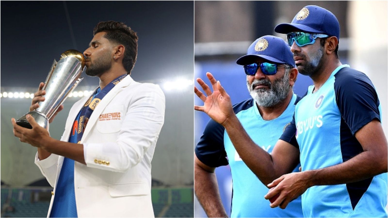 'Don't speak ill or shame someone': R Ashwin admits Harshit Rana's selection is 'questionable' but urges fans to stop trolling India pacer Harshit Rana kisses the Champions Trophy 2025; Former bowling coach Bharat Arun with R Ashwin during a training session.