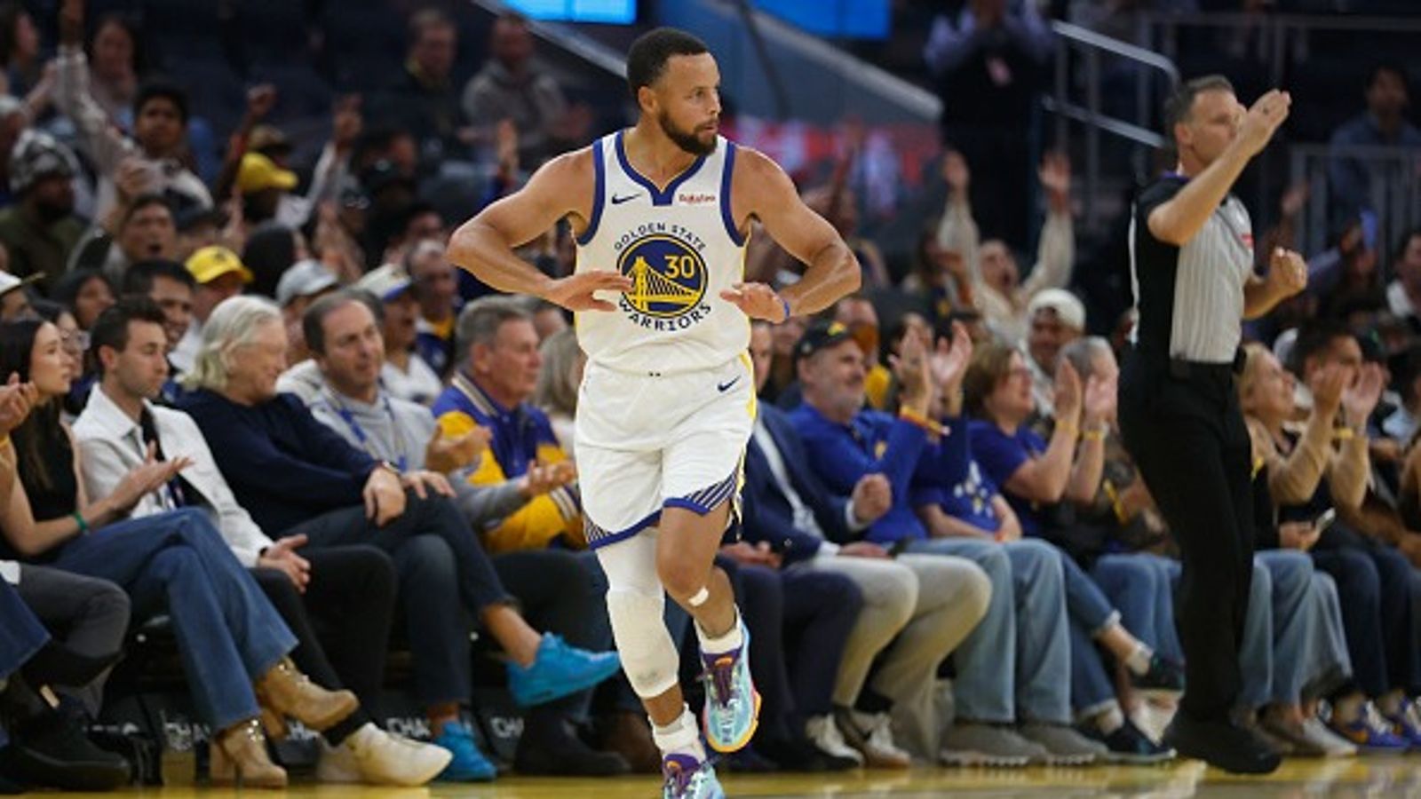 Steph Curry reveals role in NBA's 'high-five' rule change protecting shooters Stephen Curry in the frame.