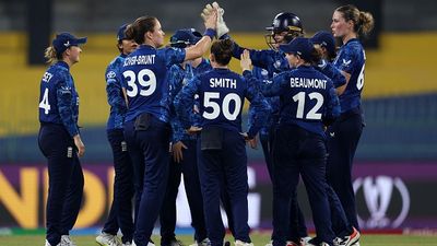 Women's World Cup: England seal hat-trick of wins after Sciver-Brunt's ton, Ecclestone's 4-fer bulldoze Sri Lanka by 89 runs England's Nat Sciver-Brunt (3rd from left) celebrates with her teammates in this frame