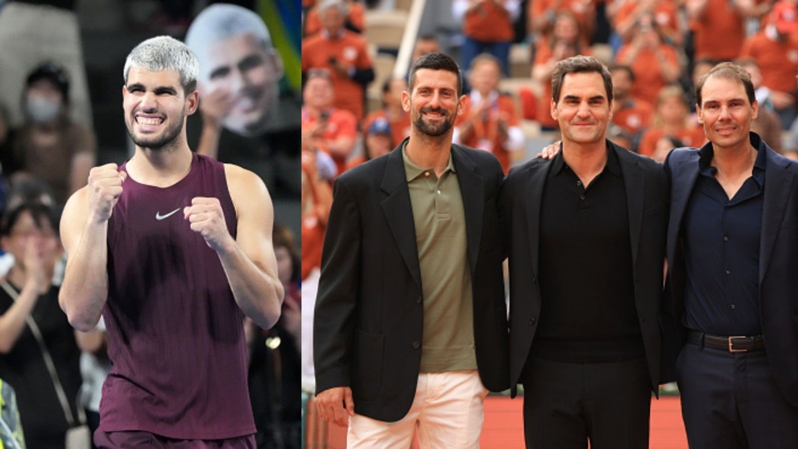 How Carlos Alcaraz’s 2025 dominance stacks up against Big Three & tennis greats Carlos Alcaraz, Novak Djokovic, Roger Federer, and Rafael Nadal in the frame (Images via Getty)