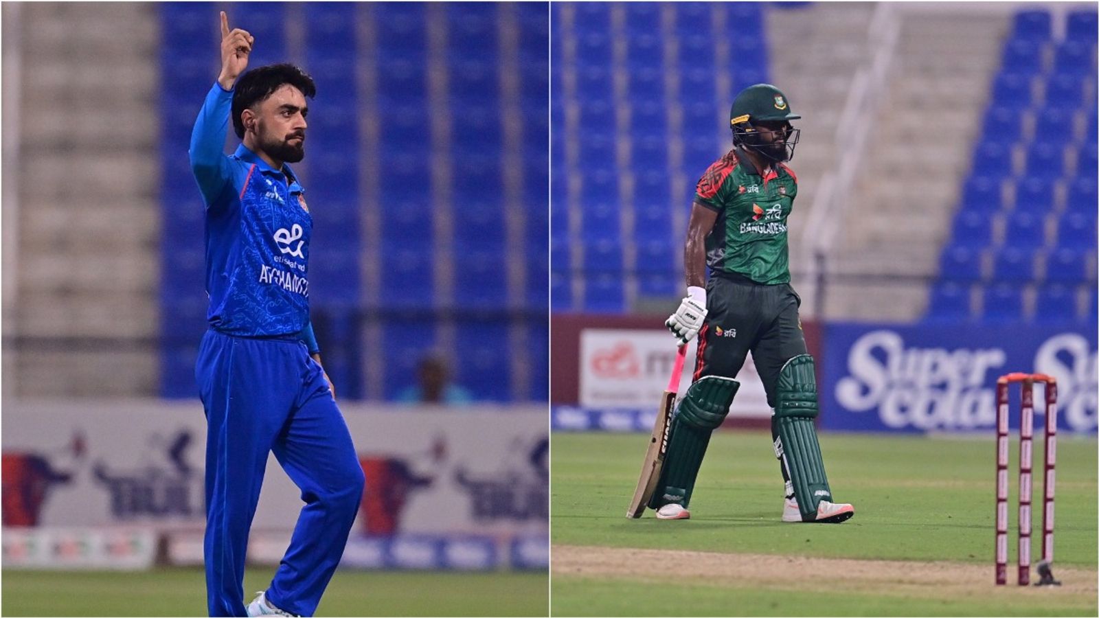 'I think they're playing Rashid, not the ball': Bangladesh coach slams batters for getting bowled out for 109 in run chase of 191 Rashid Khan celebrates a wicket against Bangladesh in 2nd ODI; Jaker Ali disappointed after losing his wicket.