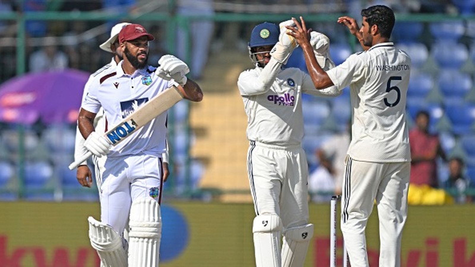 India vs West Indies 2nd Test Day 3: Campbell and Hope hold firm at 173/2, West Indies still trail India by 97 runs after follow-on West Indies' John Campbell (L) asks for Decision Review System (DRS) after a field umpire declared him out during the third day of the second and last Test cricket match between India and West Indies