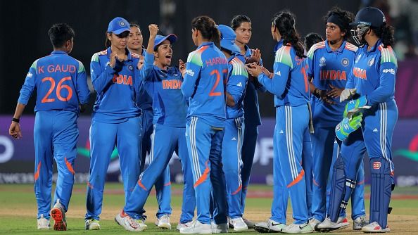 Indian players celebrates with each other in this frame