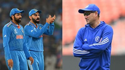 'If they don't get runs in this series…': Ajit Agarkar finally gives clarity on Virat Kohli, Rohit Sharma's route to 2027 ODI World Cup India's superstar batters Rohit Sharma (L), Virat Kohli (C) and chief selector Ajit Agarkar in frame