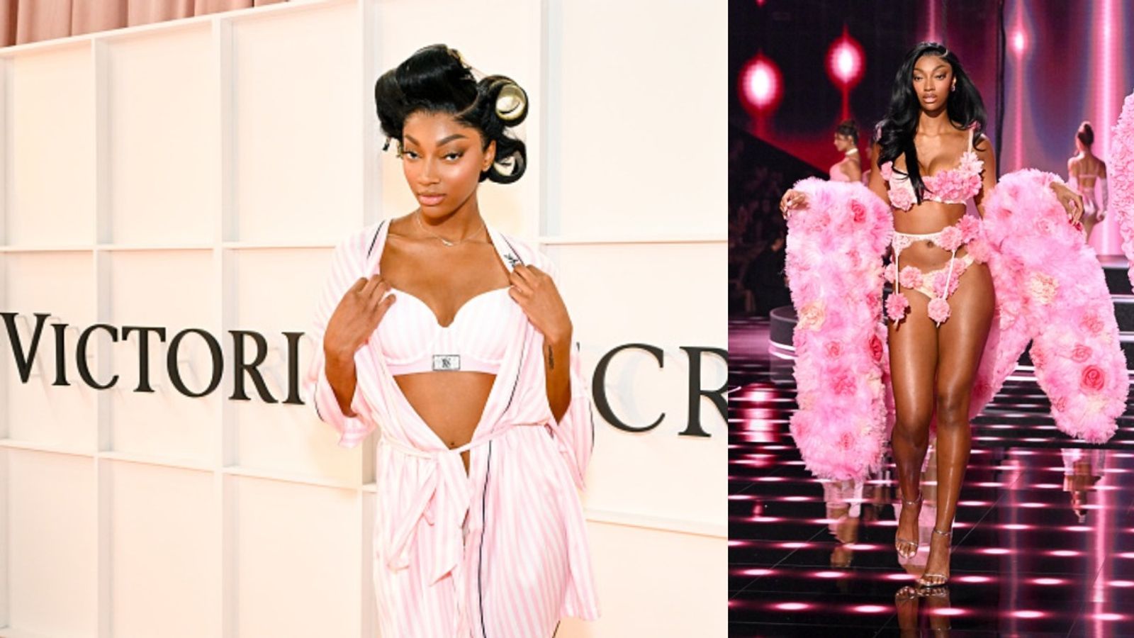 Angel Reese stuns at Victoria’s Secret Fashion Show, Indiana Fever stars weigh in Angel Reese in the frame (Images via Getty)