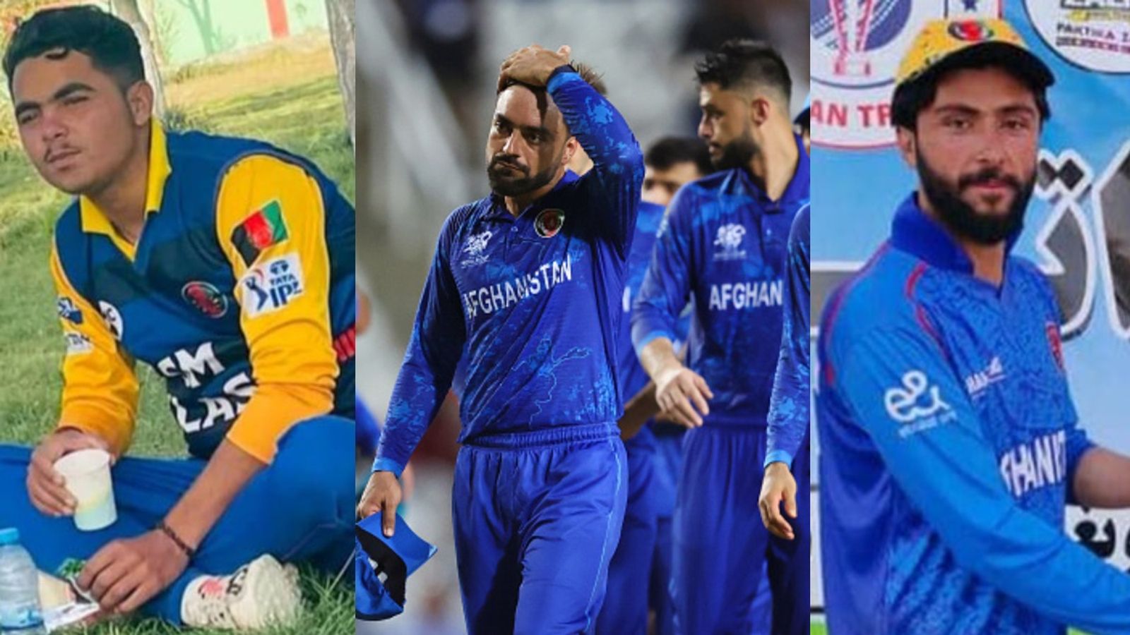 After India's boycott, Afghanistan Cricket Board withdraws from tri-series featuring Pakistan following airstrikes that killed 3 Afghan cricketers IN Pic: Kabeer and Sibghatullah who died in air strikes in right and left, Afghanistan captain Rashid Khan led side in centre