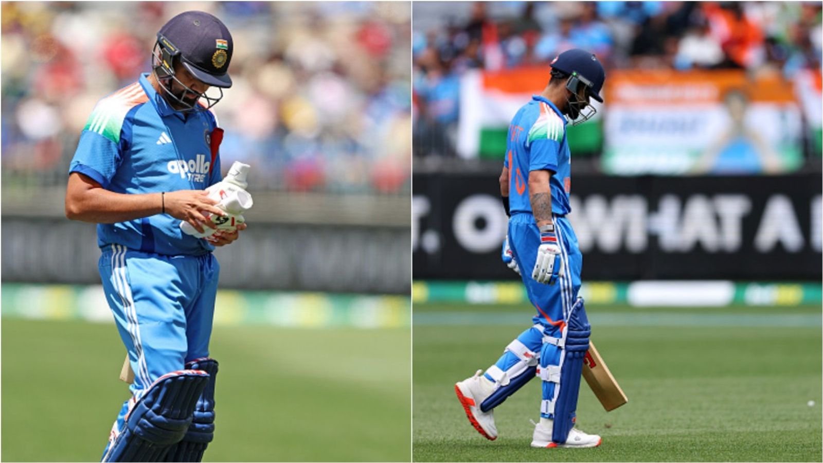 8 runs and 8-ball duck: Rohit Sharma and Virat Kohli's international return turns short-lived as Josh Hazlewood and Mitchell Starc prey on them India's Rohit Sharma and Virat Kohli leave the ground after getting dismissed in first ODI against Australia at Perth Stadium.