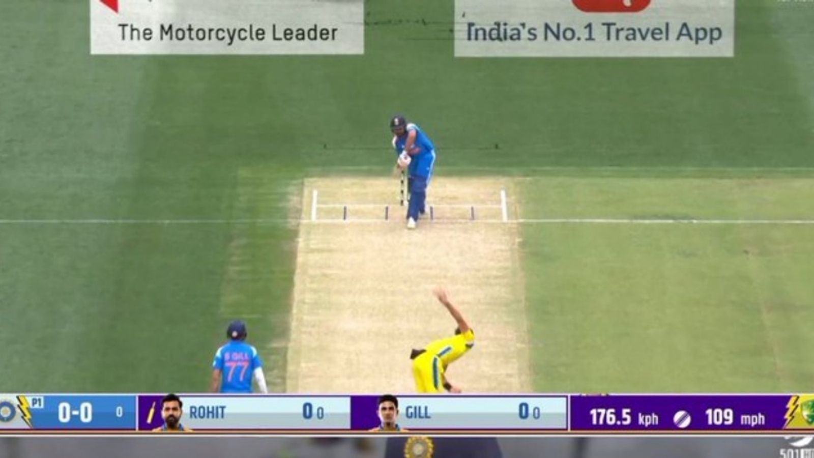 176.5 kmph! Did Mitchell Starc start Perth ODI against Rohit Sharma with fastest ball in cricket history? Australia's Mitchell Starc bowls to India opener Rohit Sharma in first ODI at Perth Stadium on October 19.