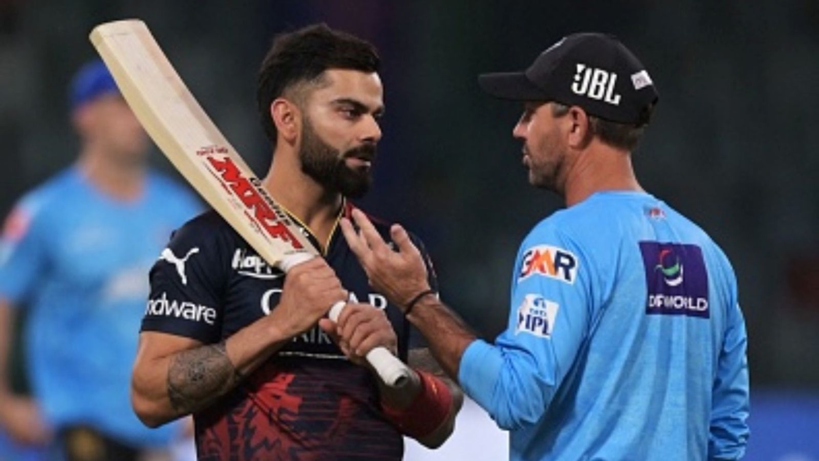 'Not be just waiting and killing time for next World Cup': Ricky Ponting's message to Virat Kohli about future ahead of 2nd ODI vs Australia Royal Challengers Bangalore's Virat Kohli (L) talks to Ricky Ponting before the start of the Indian Premier League (IPL) match at the Arun Jaitley Stadium in New Delhi on May 6, 2023.