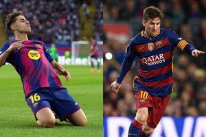 Barcelona's Fermin Lopez reacts after equalling Lionel Messi's feat in their 6-1 win vs Olympiacos SportsTak