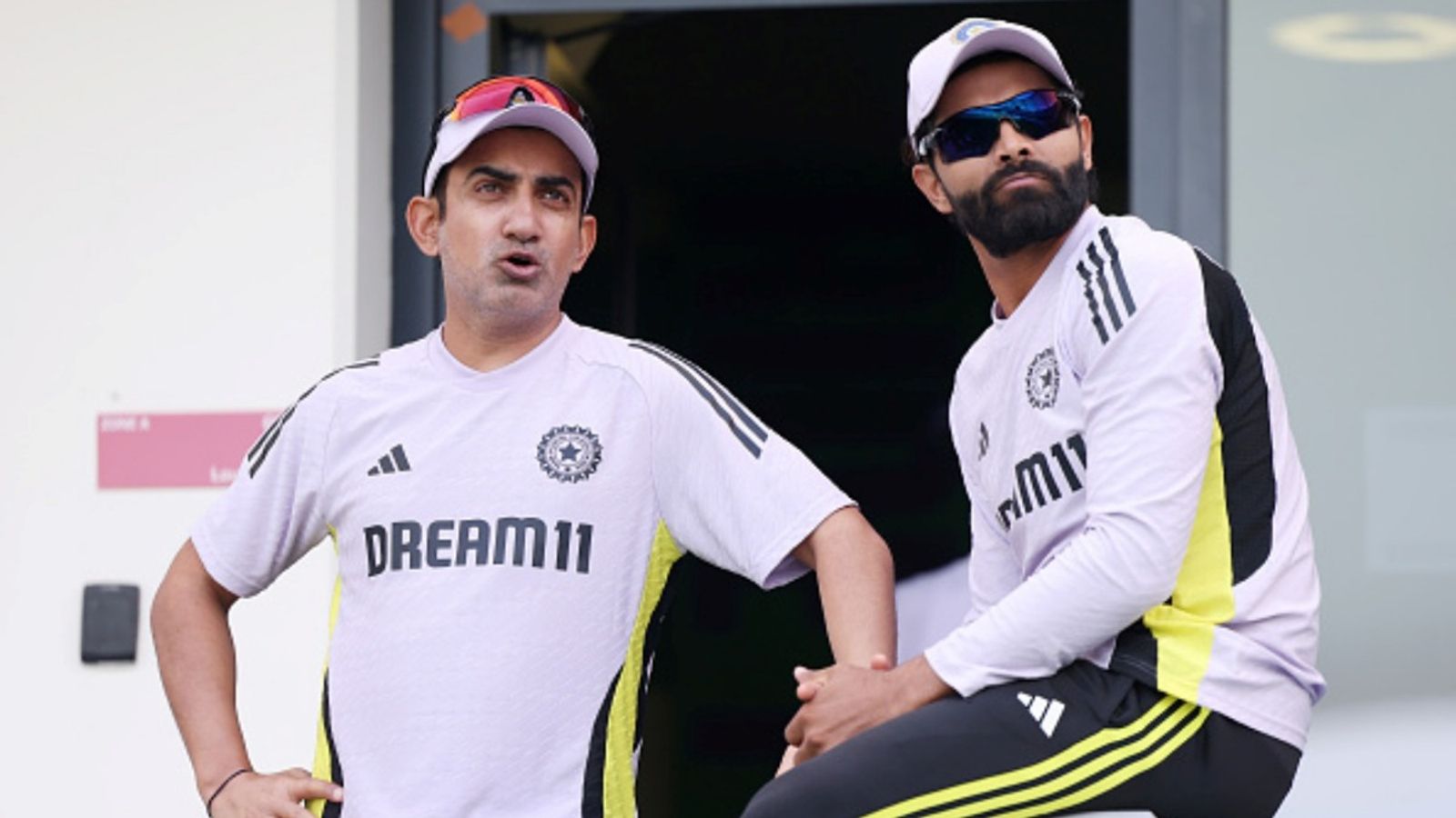 Not picked for Australia tour or South Africa A four-day series, Ravindra Jadeja to play Ranji Trophy clash ahead of Test series Gautam Gambhir, Head Coach of India speaks to Ravindra Jadeja during a training session at Dubai International Stadium on March 08, 2025.