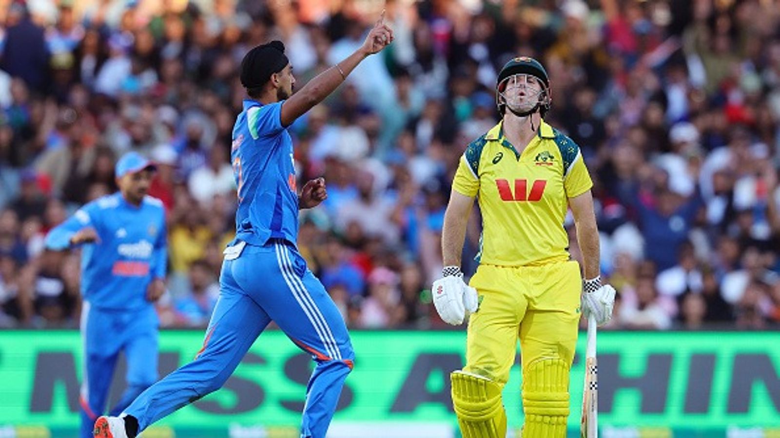 IND vs AUS: Marnus Labuschagne out as Cricket Australia makes surprise additions to Australia white ball squads ahead of third ODI against India Mitchell Marsh of Australia reacts to getting out for 11 runs. Bowled Arshdeep Singh of India and caught KL Rahul of India during game two in the One Day International series between Australia and India at Adelaide Oval on October 23