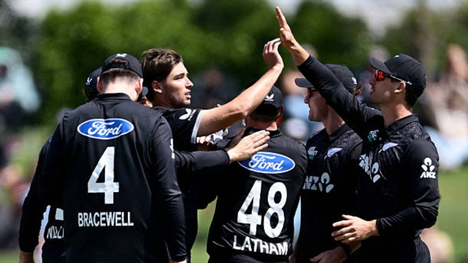 NZ vs ENG: Harry Brook's heroic ton goes in vain as Daryl Mitchell and Michael Bracewell's fifties guide New Zealand to victory in 1st ODI Zakary Foulkes of New Zealand celebrates after claiming the wicket of Ben Duckett of England during the first match in the One Day International series between New Zealand and England