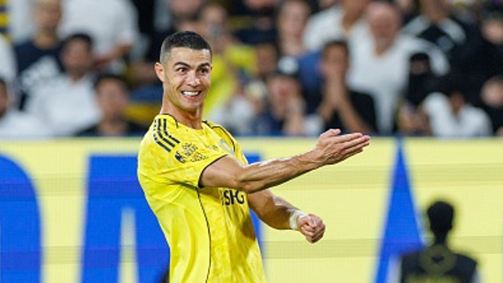 Cristiano Ronaldo celebrates 950th career goal after scoring in Al-Nassr's win over Al-Hazm Cristiano Ronaldo celebrates 950th career goal after scoring in Al-Nassr's win over Al-Hazm