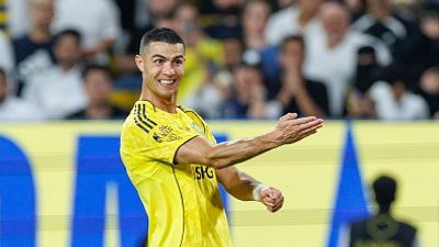 Cristiano Ronaldo celebrates 950th career goal after scoring in Al-Nassr's win over Al-Hazm SportsTak
