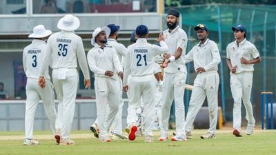 CSK star’s hat-trick and Pradosh Ranjan Paul’s double ton power Tamil Nadu to commanding position against Nagaland in Ranji Trophy 2025-26 clash Gurjapneet Singh along with Tami Nadu teammates
