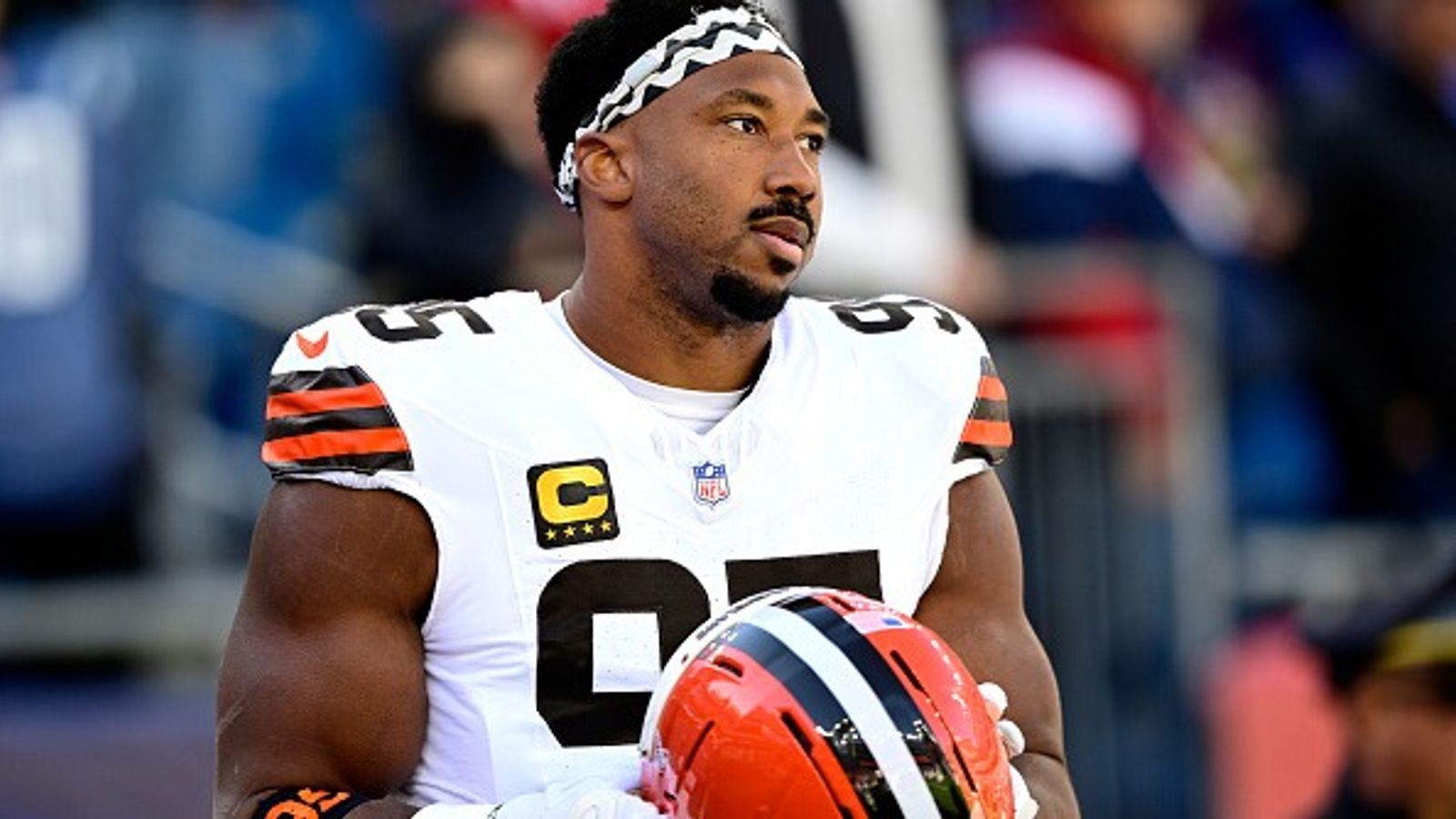 WATCH: Myles Garrett slams helmet in frustration as Dillon Gabriel's struggles cost Browns in humiliating loss against Patriots WATCH: Myles Garrett slams helmet in frustration as Dillon Gabriel's struggles cost Browns in humiliating loss against Patriots