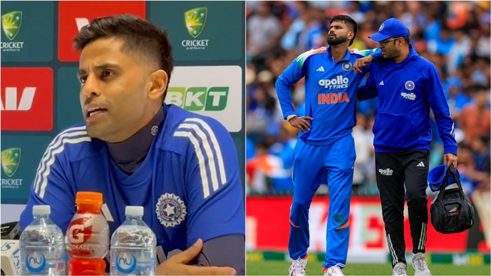 'He's recovering well, replying to us on phone...': Suryakumar Yadav provides update on hospitalised Shreyas Iyer Suryakumar Yadav speaks at a press conference; Shreyas Iyer walks with the help of physio after getting injured during 3rd ODI against Australia in Sydney.
