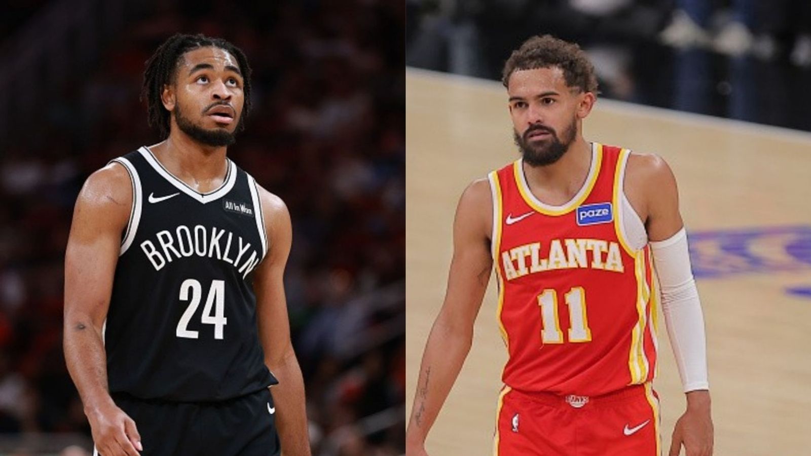 Nets vs Hawks schedule: Date, time, live stream and more on the NBA 2025-26 season Cam Thomas, Trae Young in the frame (Images via Getty)