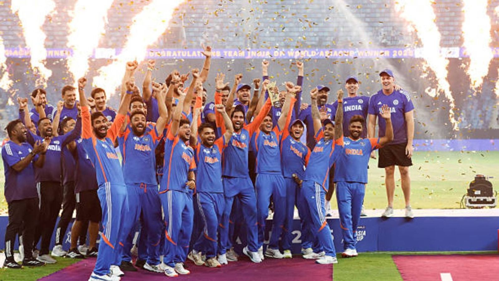 'Trophy will reach us in a day or...': BCCI Secretary Devajit Saikia provides fresh update on Asia Cup trophy controversy Indian team celebrates win the Asia cup during the Final match between India and Pakistan at Dubai International Stadium on September 28, 2025