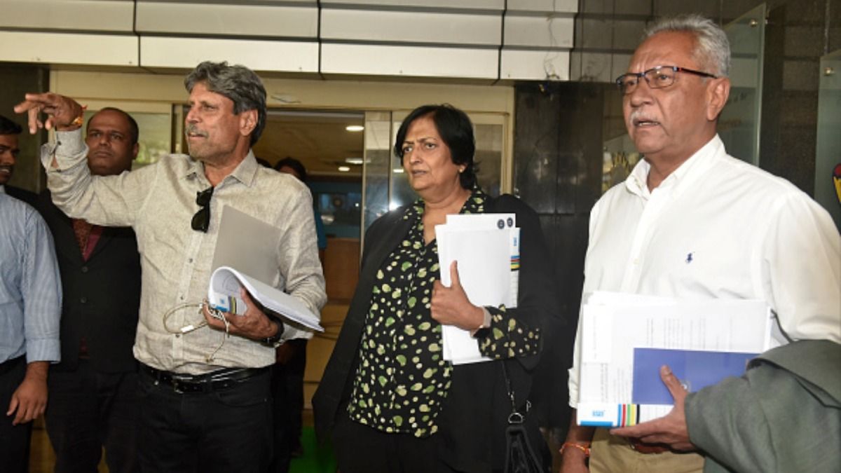 Kapil Dev, Shantha Rangaswamy and Anshuman Gaekwad