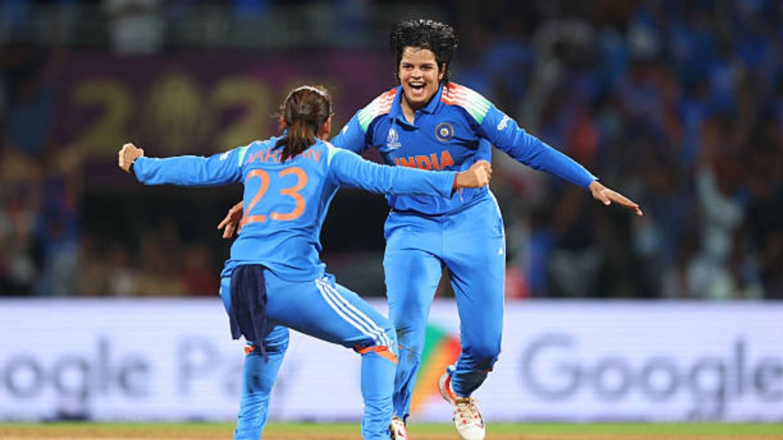 'Could not have asked for more...': Amol Muzumdar hails Shafali Verma for 'magical' all-round performance in Women's WC final Shafali Verma of India celebrates with team mate Harmanpreet Kaur (obscured) after taking the wicket of Sune Luus of South Africa (obscured) during the ICC Women's Cricket World Cup India 2025 Final