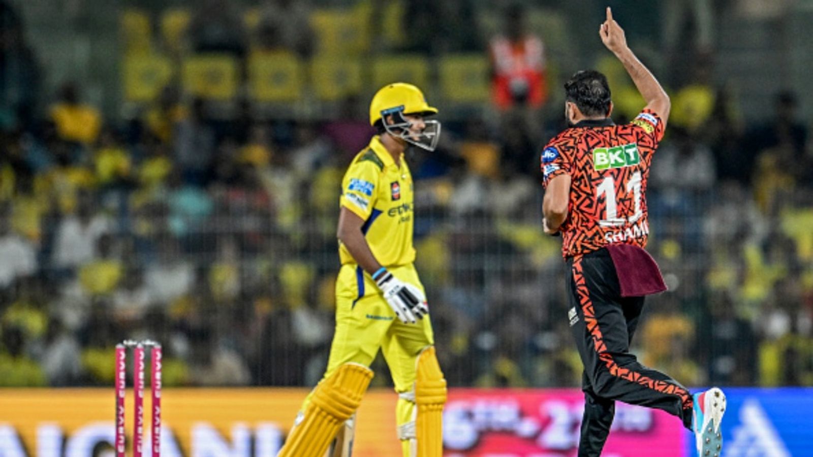 SRH reluctant to release Mohammed Shami, decline trade offers as pacer regains form in domestic cricket ahead of IPL mini-auction: Report Sunrisers Hyderabad's Mohammed Shami (R) celebrates after taking the wicket of Chennai Super Kings' Shaik Rasheed during the Indian Premier League (IPL) match at the MA Chidambaram Stadium in Chennai on April 25, 2025.