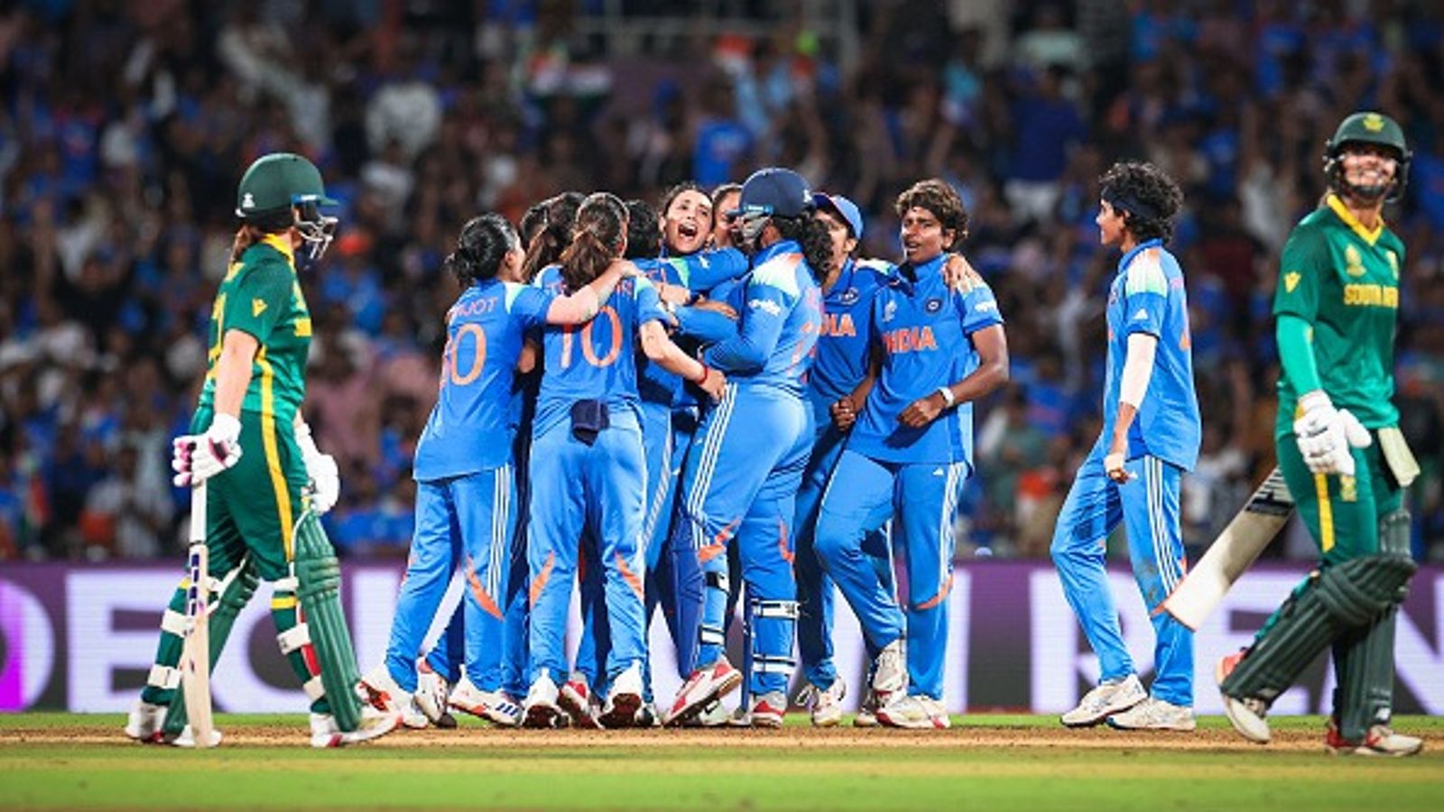 'India wanted it more than us and...': South Africa head coach Hilton Mashimbyi lauds India’s fight after losing the Women's ODI World Cup 2025 final Smriti Mandhana and Players of India celebrates the wicket of Chloe Tryon of South Africa during the ICC Women's Cricket World Cup India 2025 Final match between India and South Africa