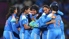 icha Ghosh of India is congratulated by team mate Harmanpreet Kaur after taking the catch to dismiss Marizanne Kapp of South Africa icha Ghosh of India is congratulated by team mate Harmanpreet Kaur after taking the catch to dismiss Marizanne Kapp of South Africa