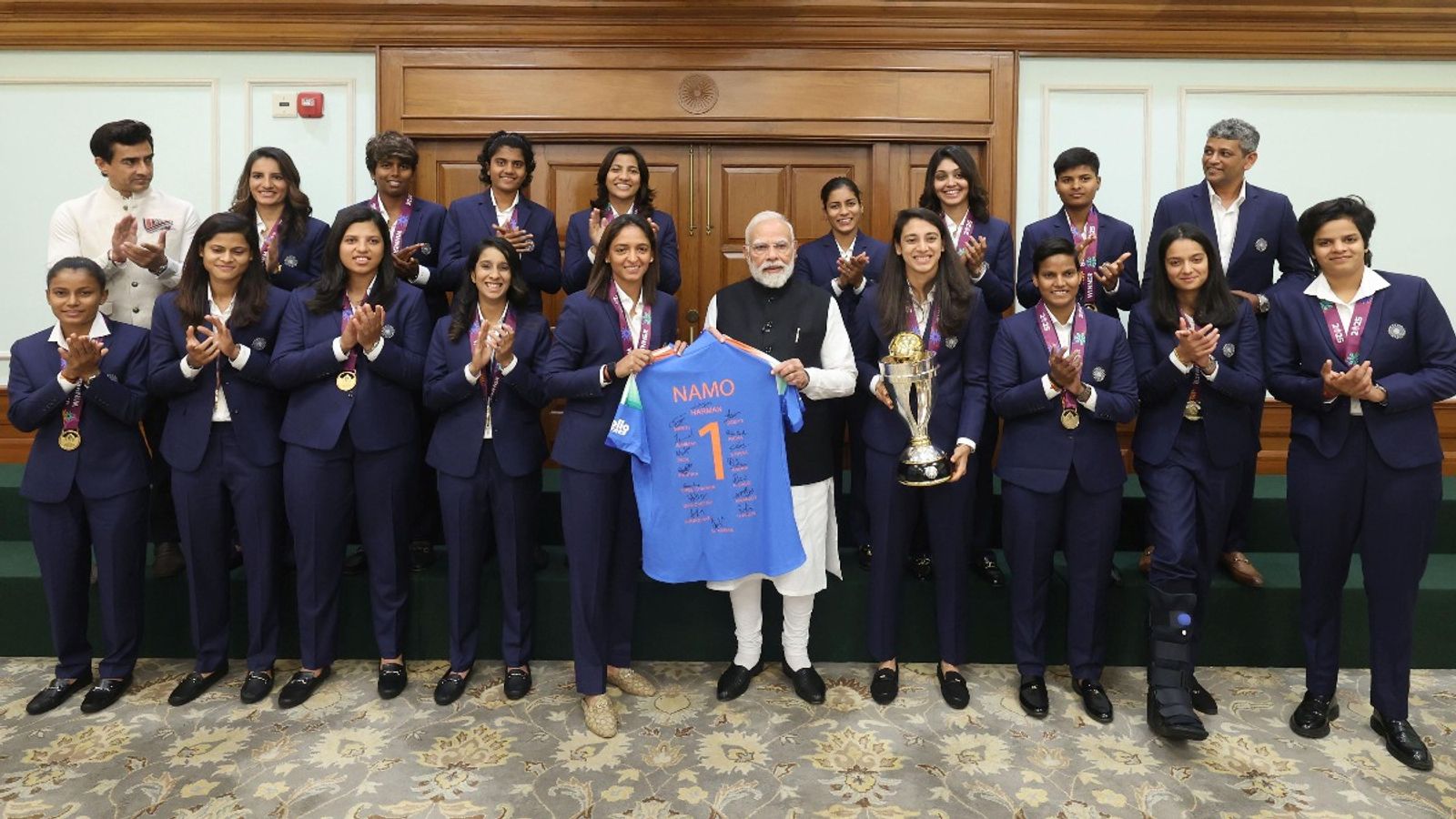 World Cup 2025-winning India women's team gifts special signed 'Namo' jersey to PM Narendra Modi in unforgettable meeting India's Women's World Cup-winning team gifts special signed 'Namo' jersey to PM Narendra Modi in unforgettable meeting