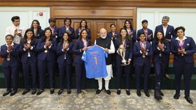 India's Women's World Cup-winning team gifts special signed 'Namo' jersey to PM Narendra Modi in unforgettable meeting India's Women's World Cup-winning team gifts special signed 'Namo' jersey to PM Narendra Modi in unforgettable meeting