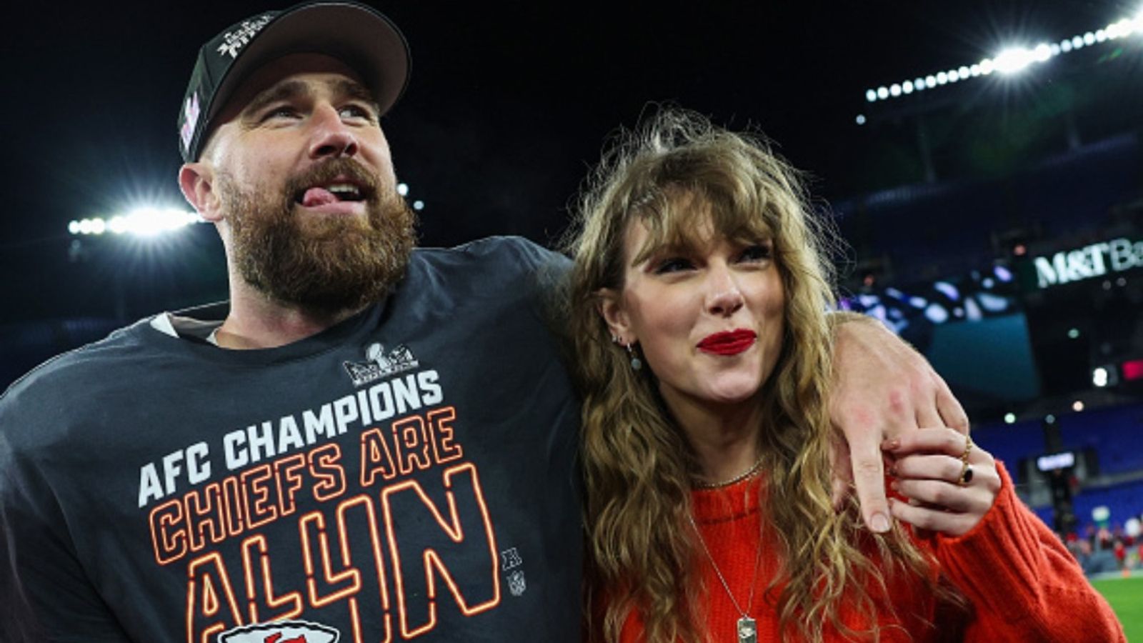Travis Kelce and Taylor Swift take MAJOR decision to get rid of security concerns while attending Chiefs games Taylor Swift and Travis Kelce in the frame (Image via Getty)