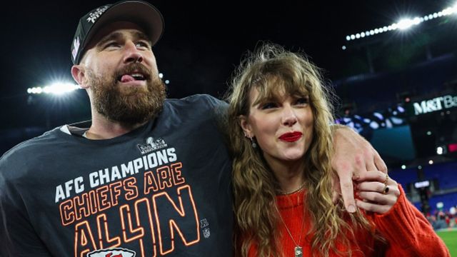 Travis Kelce and Taylor Swift take MAJOR decision to get rid of security concerns while attending Chiefs games Taylor Swift and Travis Kelce in the frame (Image via Getty)