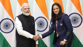Pratika Rawal with PM Narendra Modi Pratika Rawal with PM Narendra Modi
