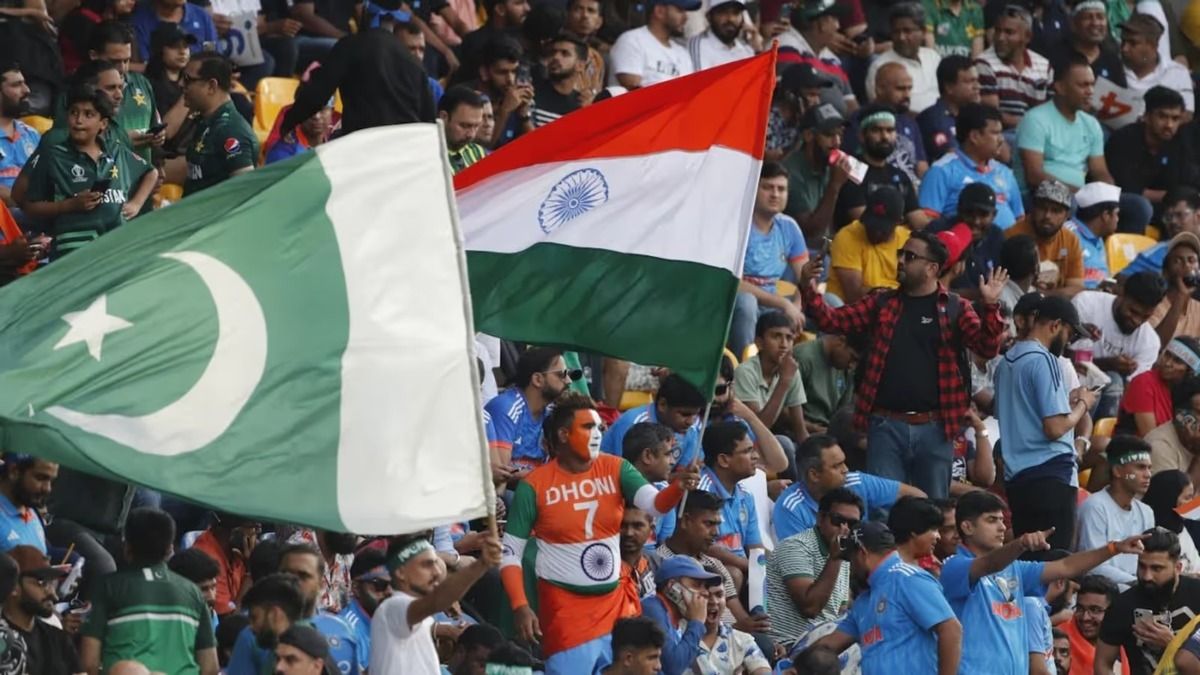 India and Pakistan flags in Stadium