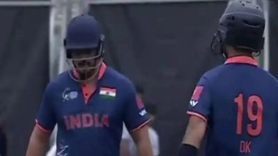 Dinesh Karthik-led Team India fall short against Kuwait in thrilling Pool C encounter in Hong Kong Sixes 2025 Dinesh Karthik during the match