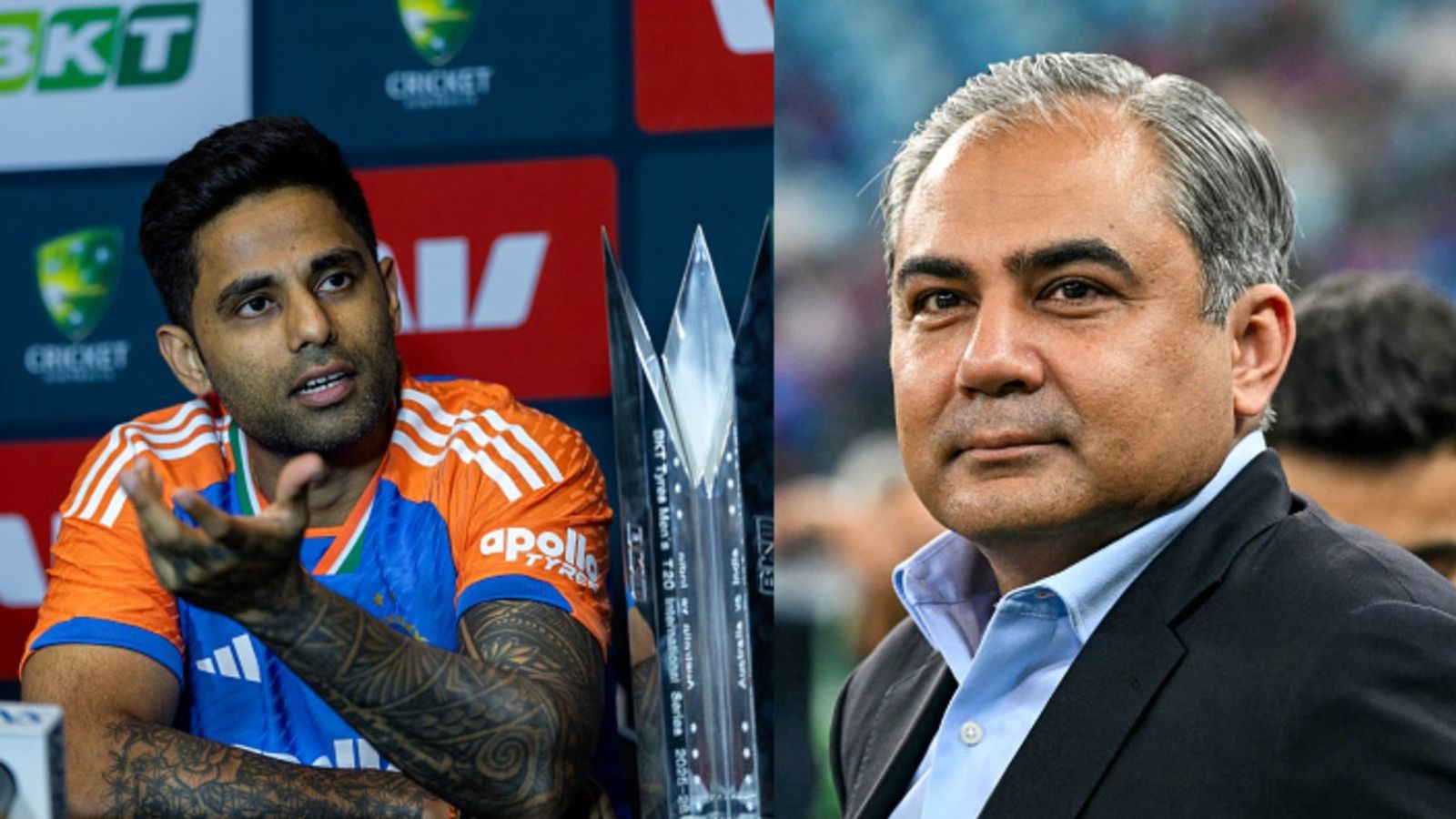 'Feels great to finally get to touch the trophy...': Suryakumar Yadav takes indirect brutal dig at Mohsin Naqvi amid Asia Cup row after Australia series win In Pic: Suryakumar Yadav and Mohsin Naqvi