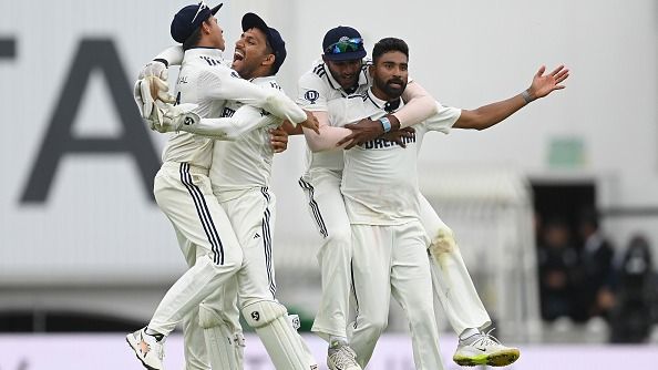 India's star pacer Mohammed Siraj (R) celebrates with his teammates in this frame India's star pacer Mohammed Siraj (R) celebrates with his teammates in this frame