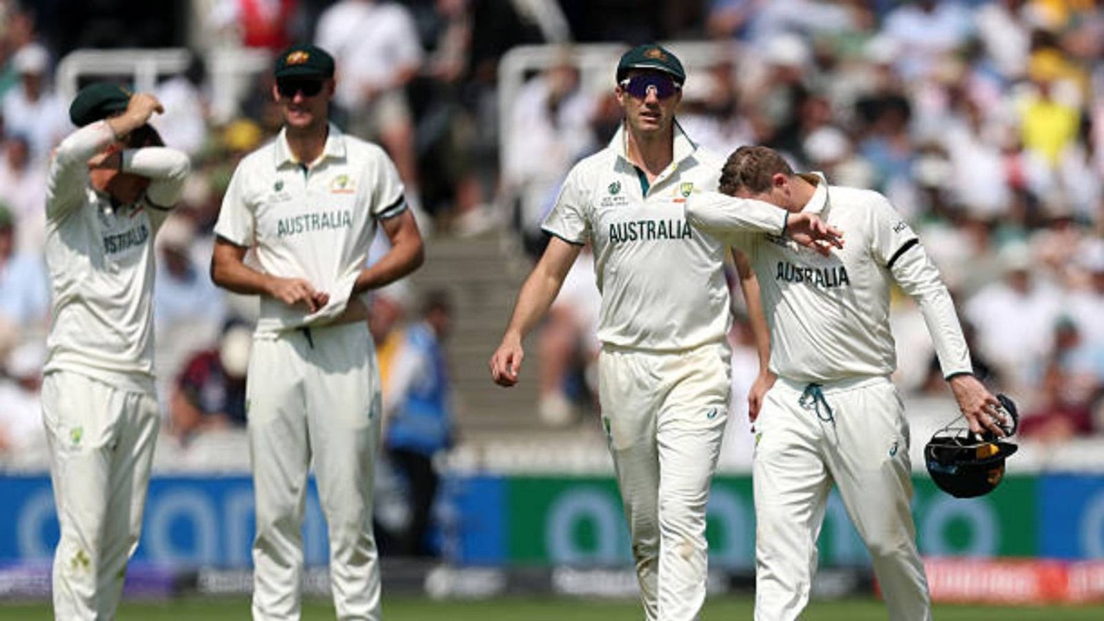 'Going to have a painful regeneration problem...': Greg Chappell fires big warning to Australia ahead of The Ashes Steve Smith of Australia is assisted by team mate Beau Webster after sustaining an injury to his finger whilst fielding in slip during day three of the ICC World Test Championship Final
