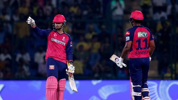 Vaibhav Suryavanshi of Rajasthan Royals (L) celebrates after scoring a fifty (50 runs) with Sanju Samson of Rajasthan Royals during the 2025 IPL match between Chennai Super Kings and Rajasthan Royals Vaibhav Suryavanshi of Rajasthan Royals (L) celebrates after scoring a fifty (50 runs) with Sanju Samson of Rajasthan Royals during the 2025 IPL match between Chennai Super Kings and Rajasthan Royals