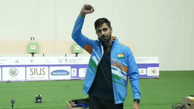 Samrat Rana makes history by clinching gold medal in ISSF World Championship 10m air pistol event Samrat Rana after clinching gold medal