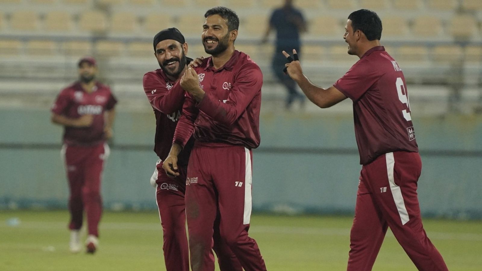 Qatar spinner takes T20I hat-trick against Afghanistan in losing cause, joins Pat Cummins in rare list Qatar's Owais Ahmed celebrates after taking a wicket against Afghanistan in only T20I in Doha on November 11.