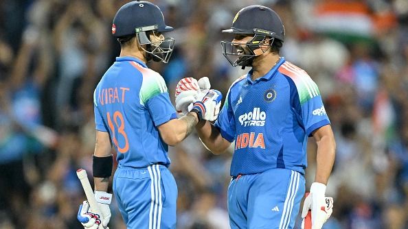 India's superstar batters Rohit Sharma (R) and Virat Kohli in this frame India's superstar batters Rohit Sharma (R) and Virat Kohli in this frame