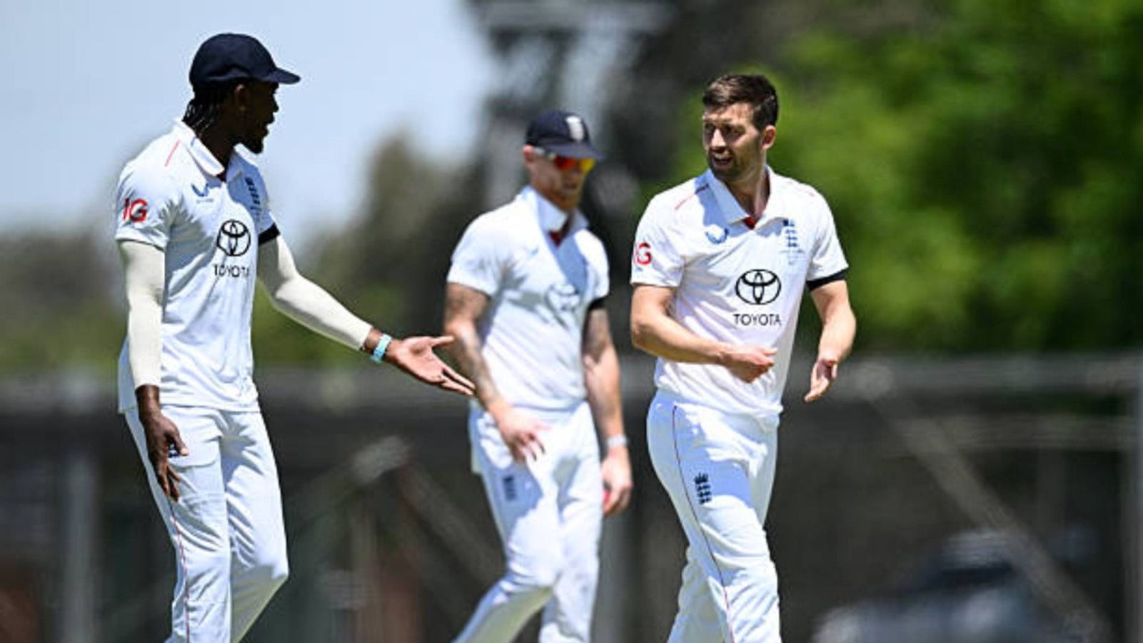Injury scare for England ahead of The Ashes as star pacer sent for scans after experiencing hamstring stiffness Mark Wood of England speaks with Jofra Archer during the practice match between England and the Lions at Lilac Hill