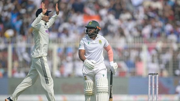 Shubman Gill (L) celebrates after the dismissal of South Africa's captain Temba Bavuma (R) during the first day of the first Test cricket match between India and South Africa at the Eden Gardens Shubman Gill (L) celebrates after the dismissal of South Africa's captain Temba Bavuma (R) during the first day of the first Test cricket match between India and South Africa at the Eden Gardens