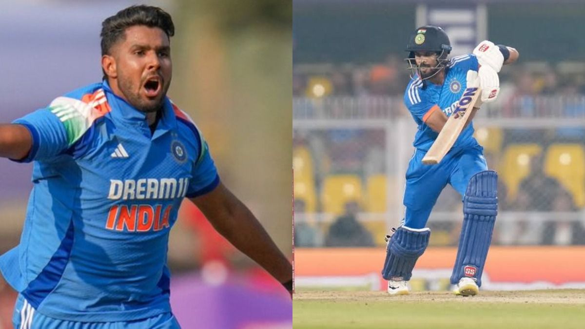 India A's Harshit Rana (L) and Ruturaj Gaikwad in frame India A's Harshit Rana (L) and Ruturaj Gaikwad in frame