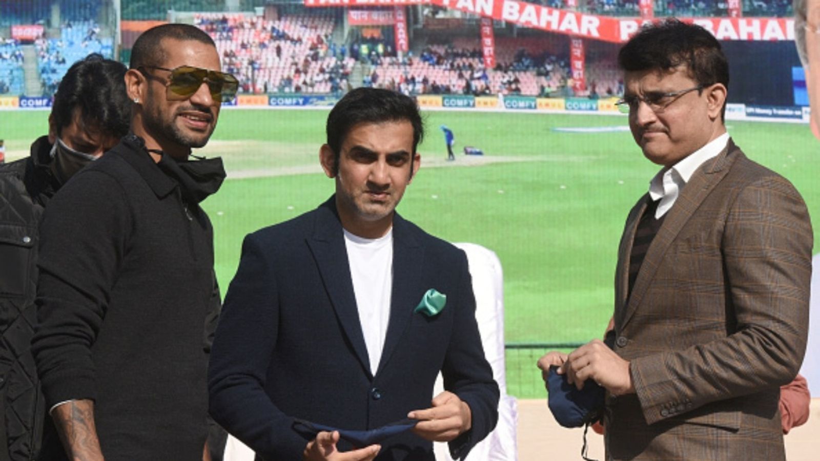 'No question of sacking Gautam Gambhir at this stage but...': Sourav Ganguly backs head coach, sends 'mindset change' message Sourav Ganguly (R) with Gautam Gambhir (C), and Shikhar Dhawan ( L) during the unveiling of former finance minister Arun Jaitley's statue on his birth anniversary, at Arun Jaitley Stadium, on December 28, 2020 in New Delhi, India.