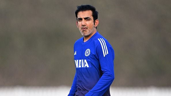 India's head coach Gautam Gambhir looks on during a practice session