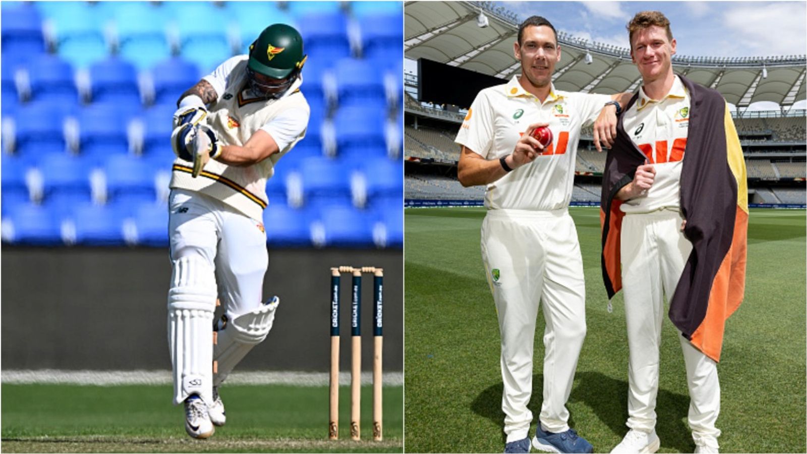 Ashes 2025-26: Australia announce playing XI for Perth Test, 2 debutants confirmed & in-form all-rounder dropped Jake Weatherald plays a shot; Scott Boland and Brendan Doggett pose for a photo.